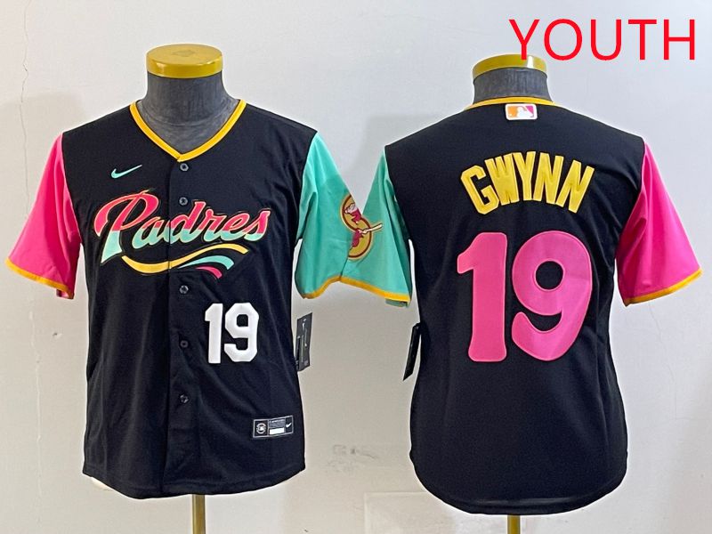 Youth San Diego Padres 19 Gwynn Black City Edition Game 2025 Nike MLB Jersey style 4